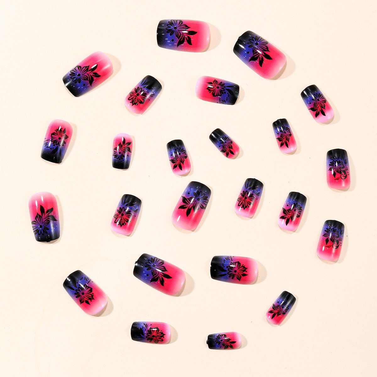 Florale Ombre Acryl Nagel Kunst Extensions Brehn