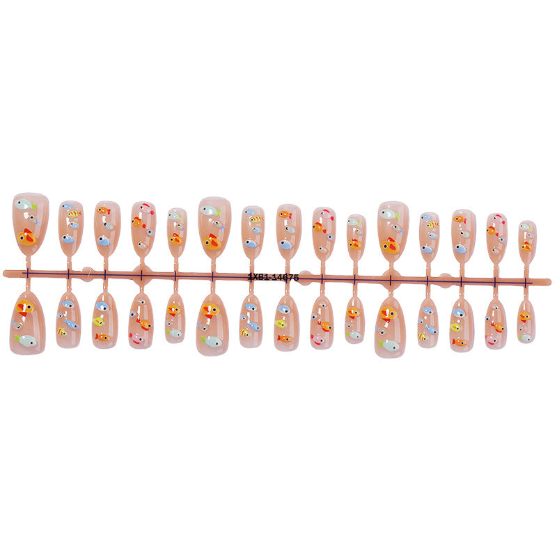 Künstlerisches Fisch-Themen Press-On Nail Set Brehn