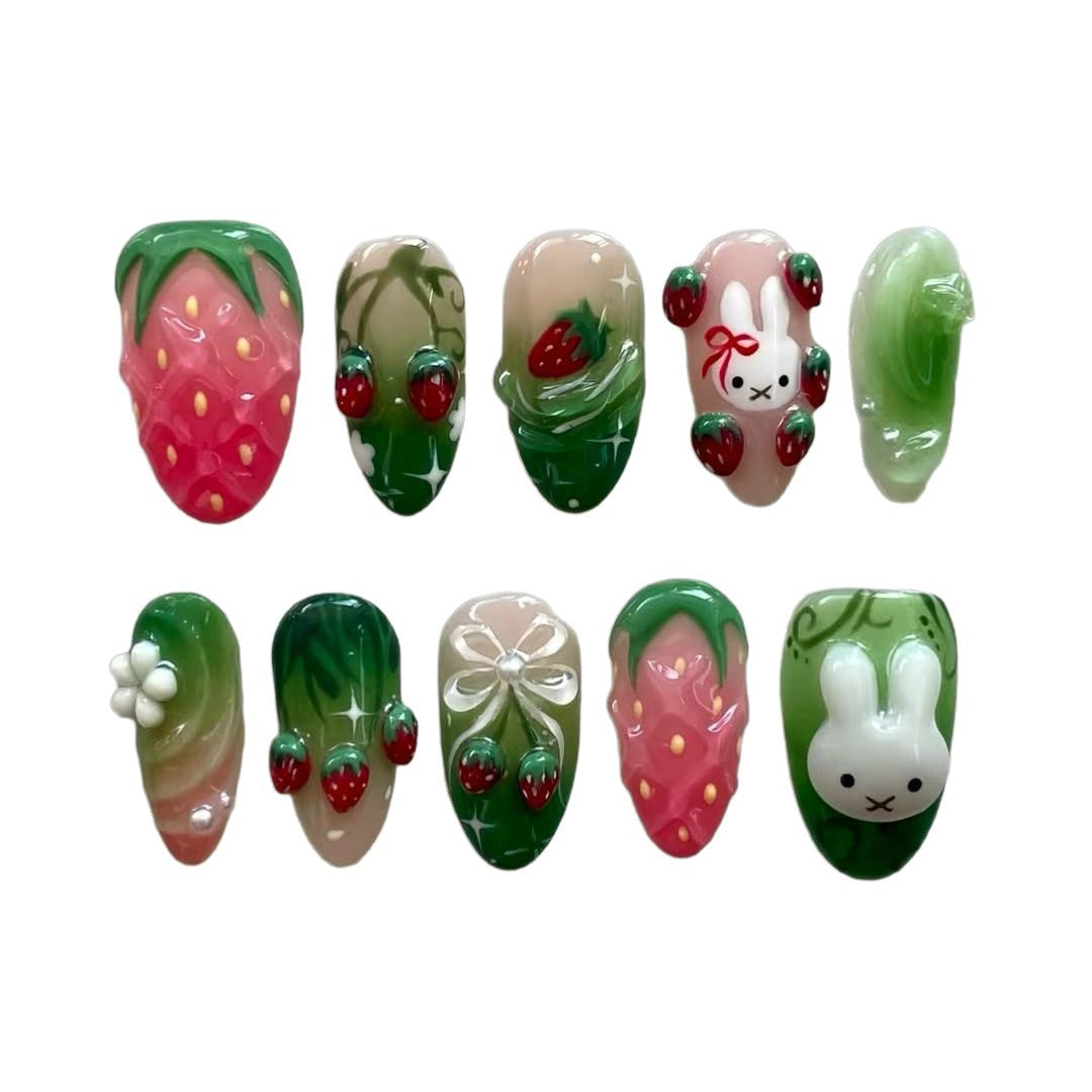 Künstlerisches Floral Press-On Nagelset Brehn