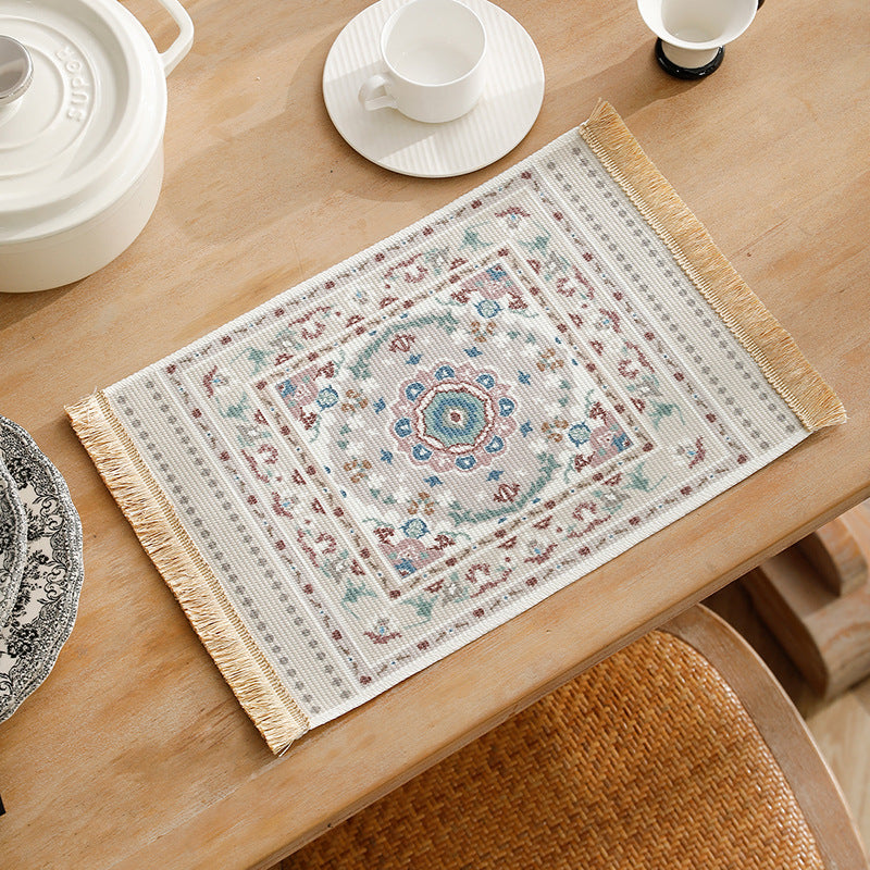 Kurzfloriger dekorativer Badezimmer‑ und Läufer‑Teppich im orientalischen Medaillonstil mit Fransen Brehn
