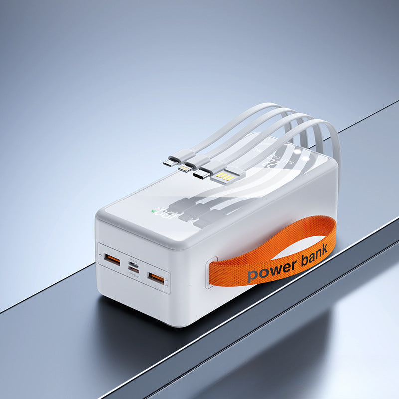 Multifunktionale Powerbank mit integrierten Ladekabeln und digitaler Anzeige Brehn
