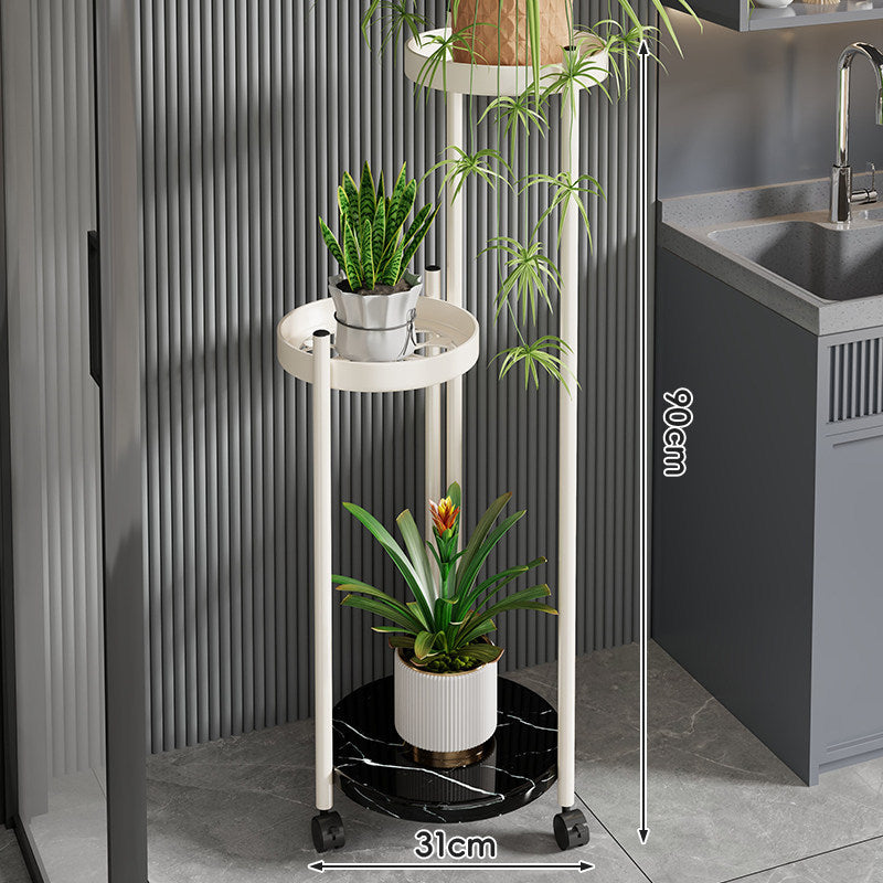 Rolling Vertical Plant Stand mit Marmor-Effekt-Basis und arretierbaren Rollen
