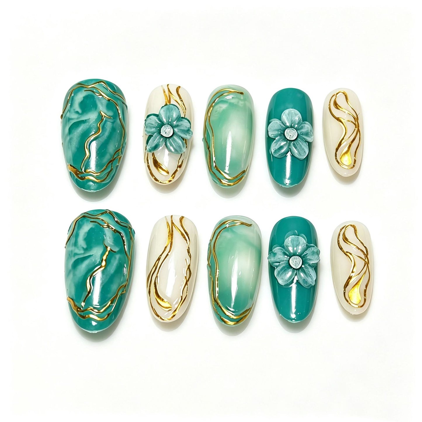 Dekoratives Floral Press-On Nagelkunst Set Brehn