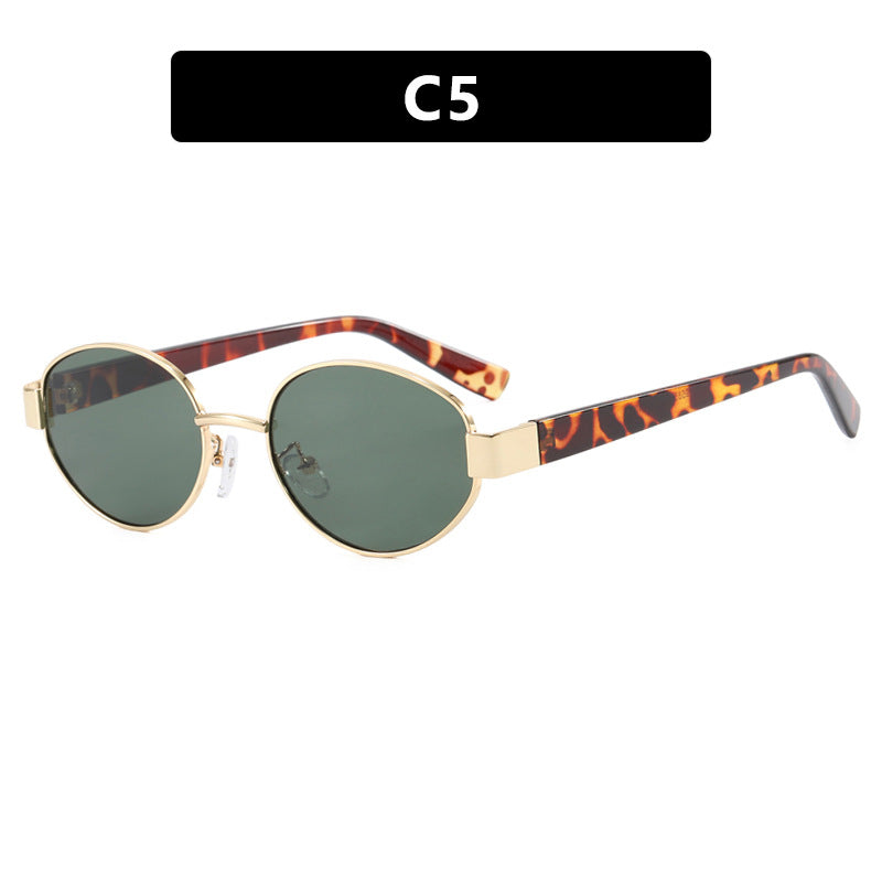 Damen modische Sonnenbrille mit exklusivem Leopardenmuster und elegantem Metallrahmen Brehn