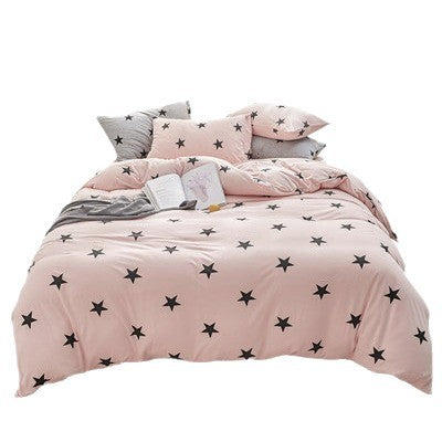 Sternen-Print Baumwoll-Jersey Bettbezug und Kissenbezug Set