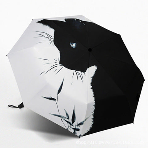 Damen Automatischer Regenschirm mit Katzenmotiv Brehn