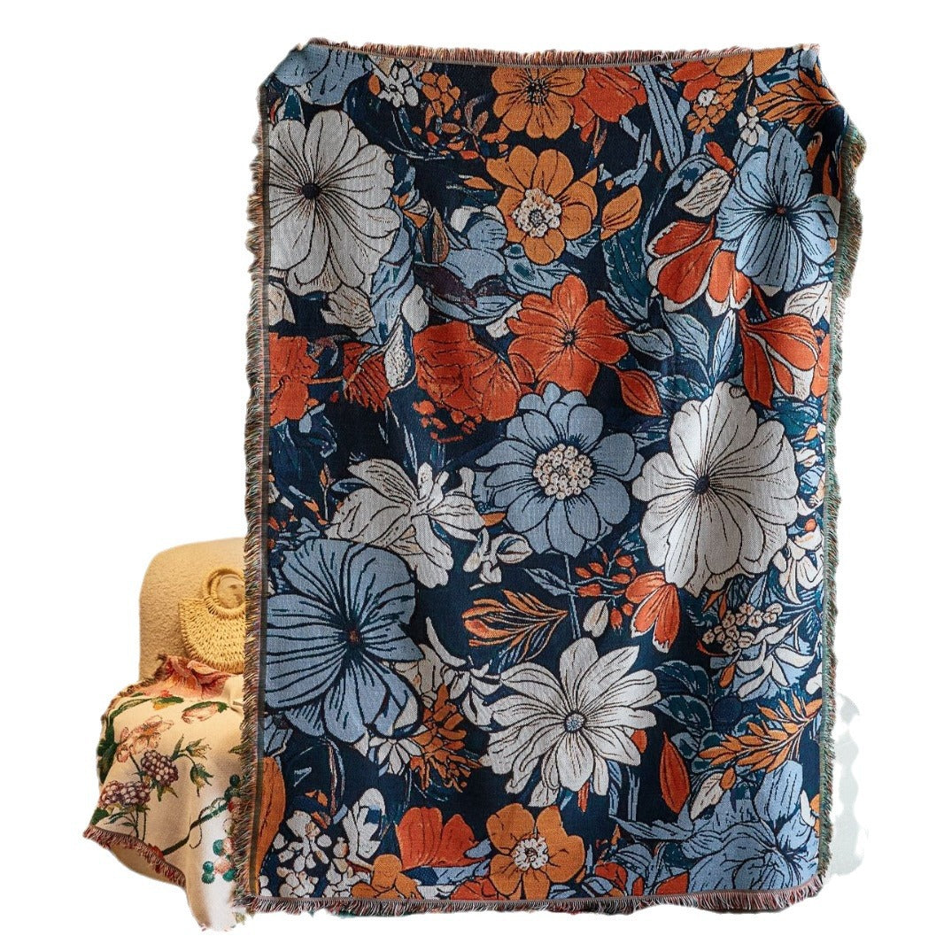Elegante florale gewebte Wurfdecke