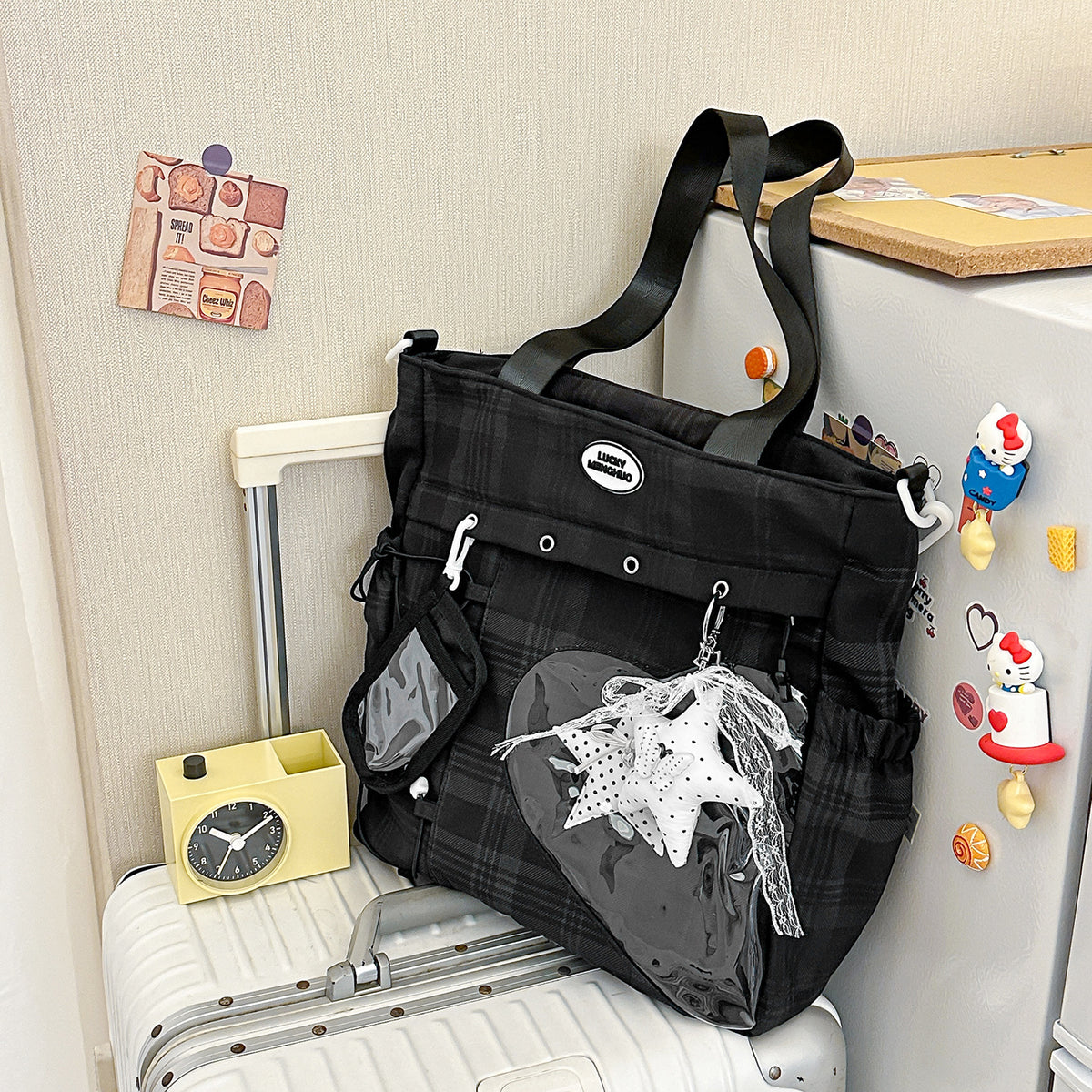 Stylische Multi-Taschen Stern-Applikation Rucksack Brehn