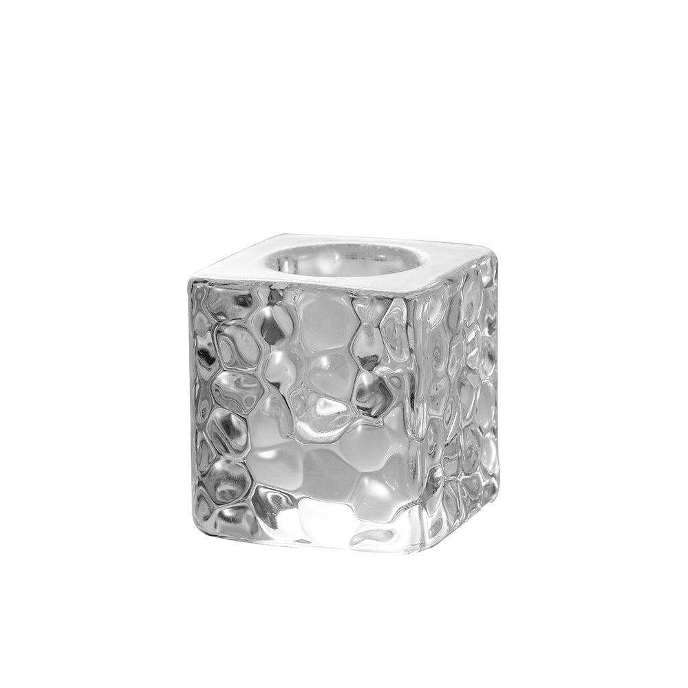 Quadratischer gerippter Glas Teelichthalter Brehn