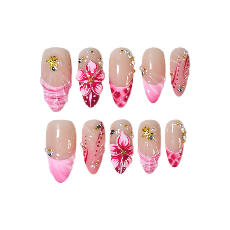 Dekorative Floral Press-On Nagelkunst Brehn