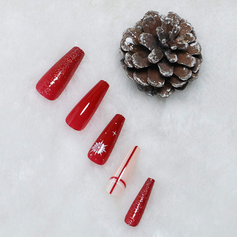 Dekorativer Press-On-Nagelset mit schimmerndem Glitter und elegantem Kunst Brehn