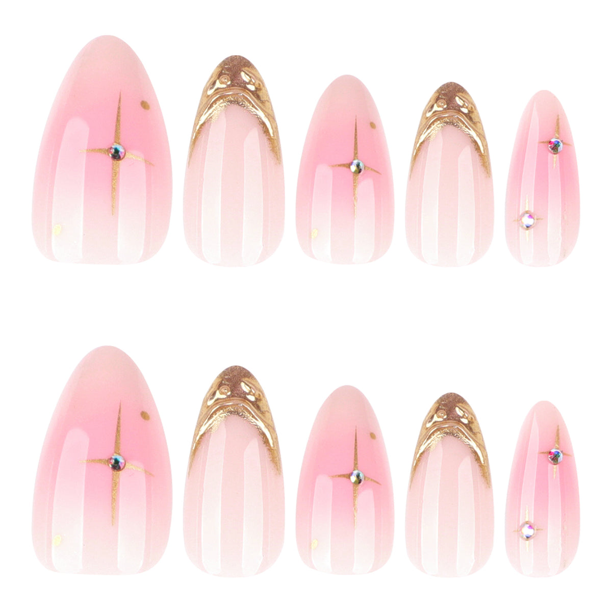 Kunstvolle Nagelverlängerungen mit glamourosem Goldfinish Brehn