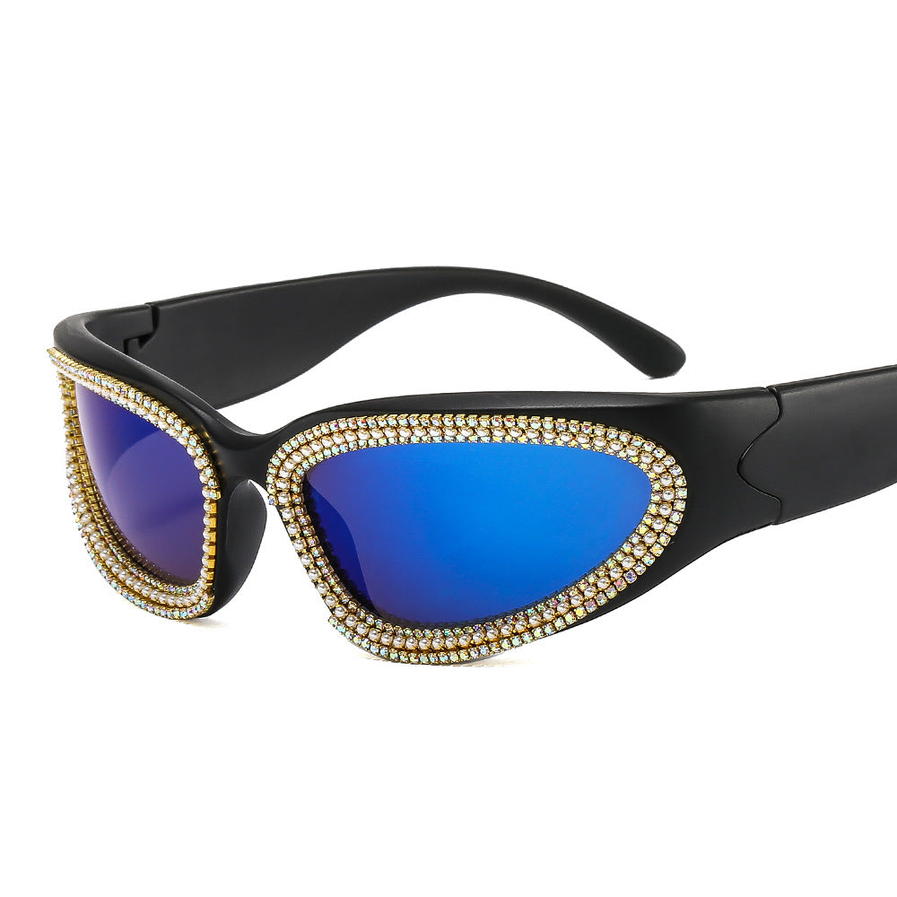 Damen stilvolle Sonnenbrille mit funkelndem Kristallrahmen Brehn