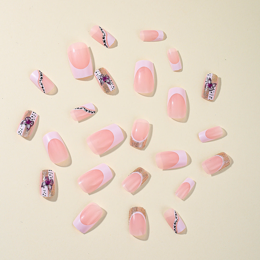 Elegante Florale Glitzer Acryl Nagelverlängerungen Brehn