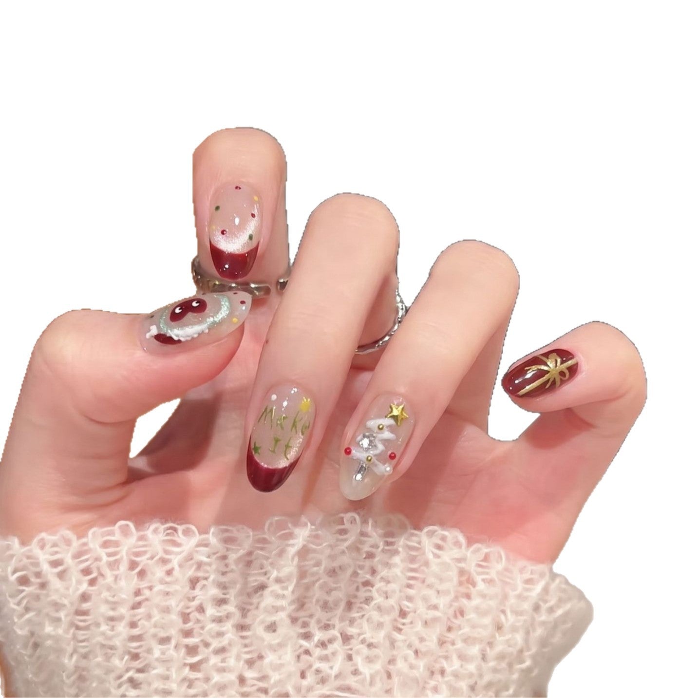 Festliches Press-On Nail Art Set mit Weihnachtsdesigns Brehn