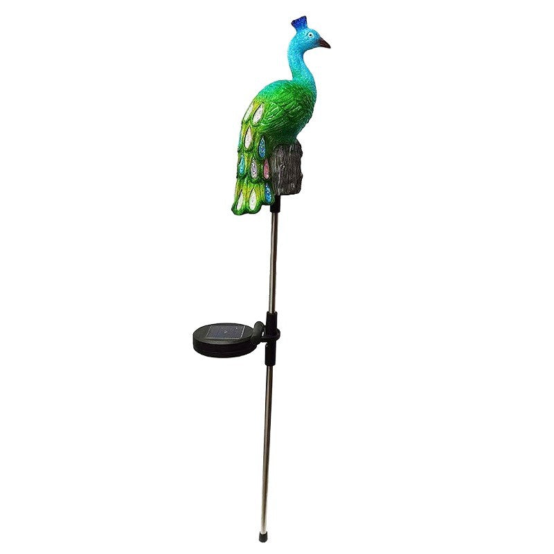Solarbetriebene Harz Pfau Gartensteckerlichter mit LED-Leuchten und wetterfesten Metallstecken Brehn