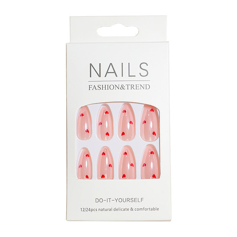 Herz-gedrucktes Press-On-Nagelset Brehn