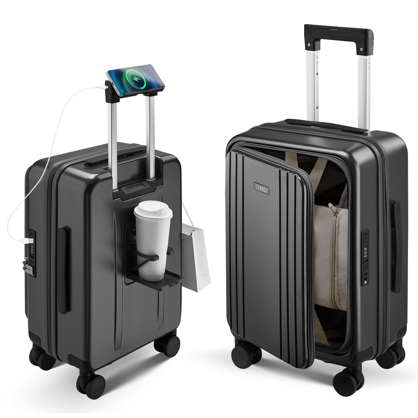 Unisex Smart Hartschalen-Trolley-Koffer Brehn