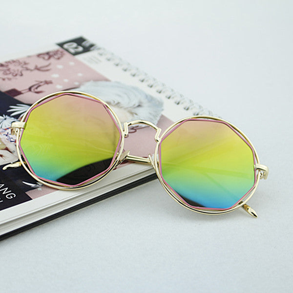 Damen Modische Achtkant-Sonnenbrille mit verspiegelten Gläsern Brehn