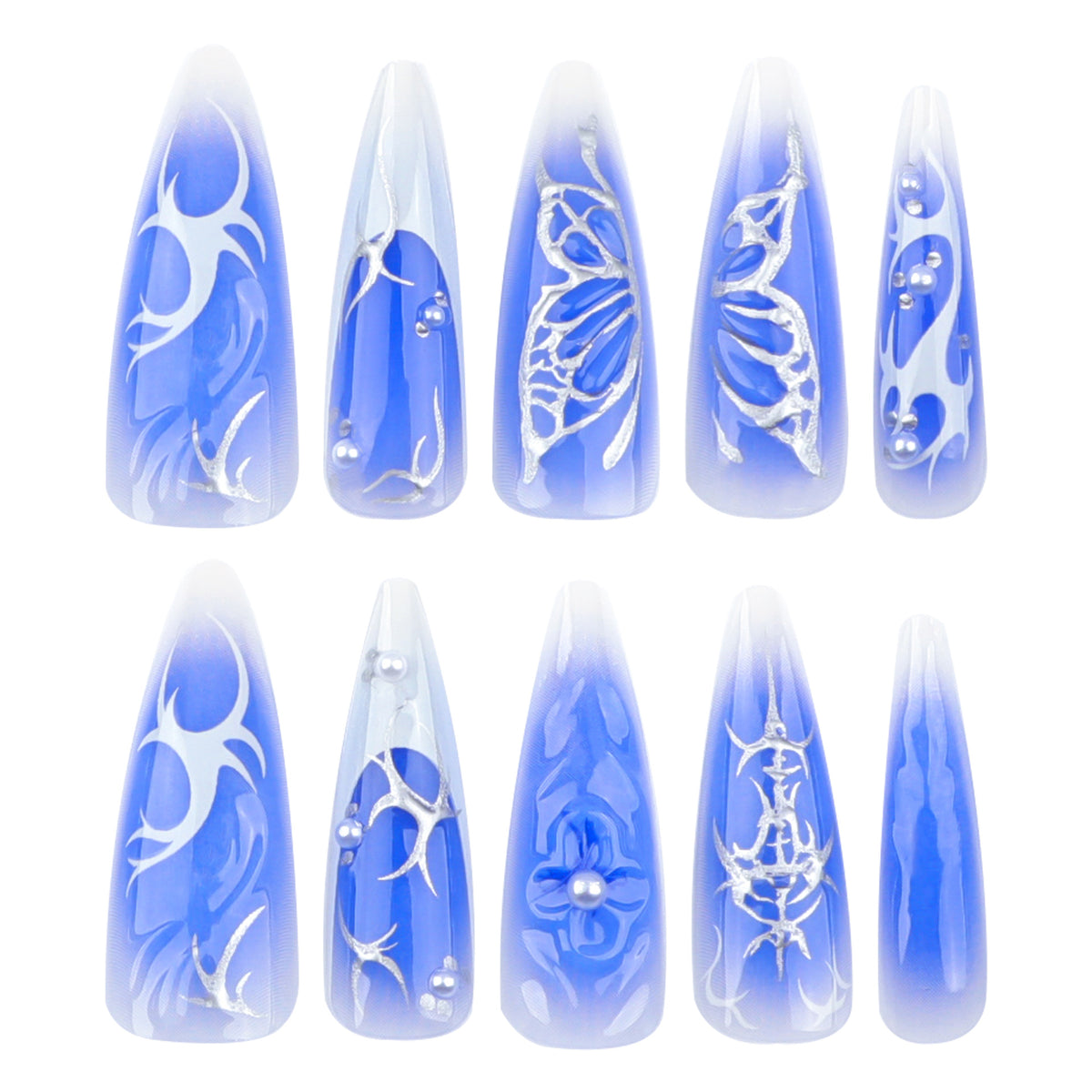 Elegante Stiletto-Kunstnägel mit floralem Design Brehn