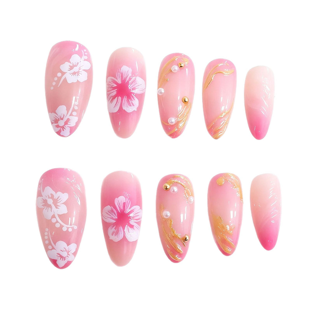 Florale dekorative Acryl-Nagelverlängerungen Brehn