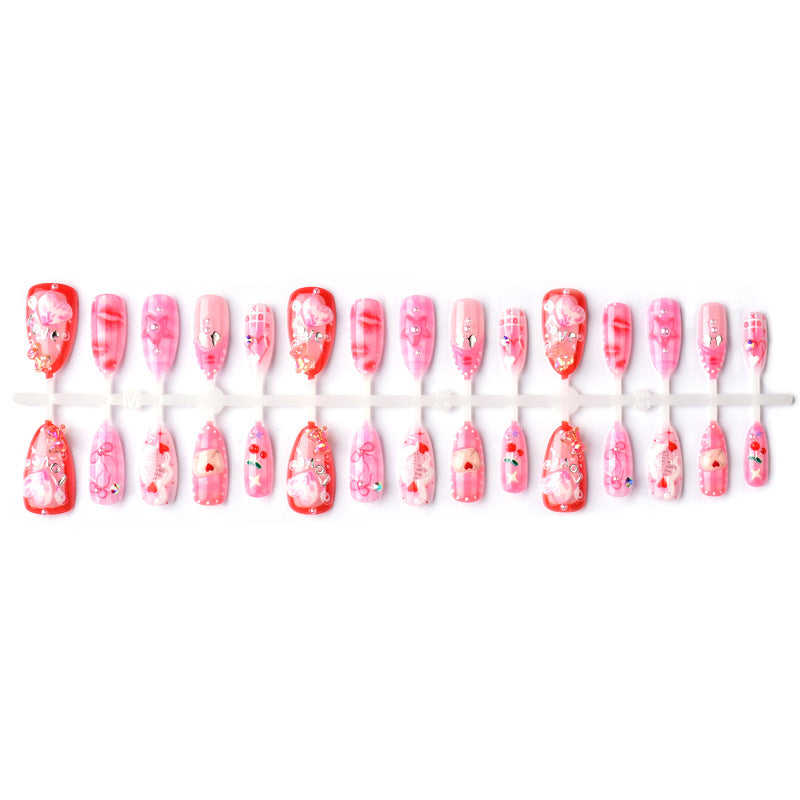 Dekorativer Herz-Themen Press-On-Nagelset Brehn