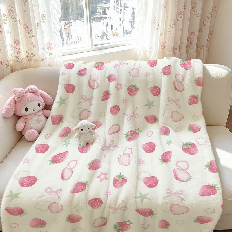 Erdbeer-Themen Kuschelfleece-Decke