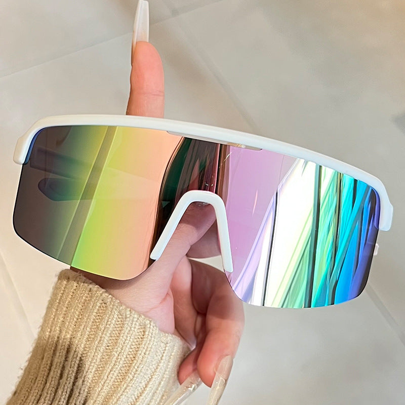 Unisex nan sportliche Shield-Sonnenbrille mit durchgehendem Visierglas und rutschfesten Nasenpads Brehn