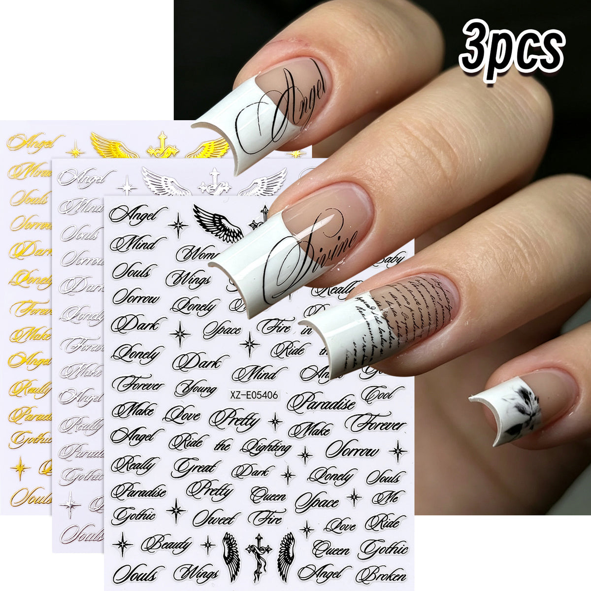 Dekorative Nagelkunst Buchstaben Aufkleber