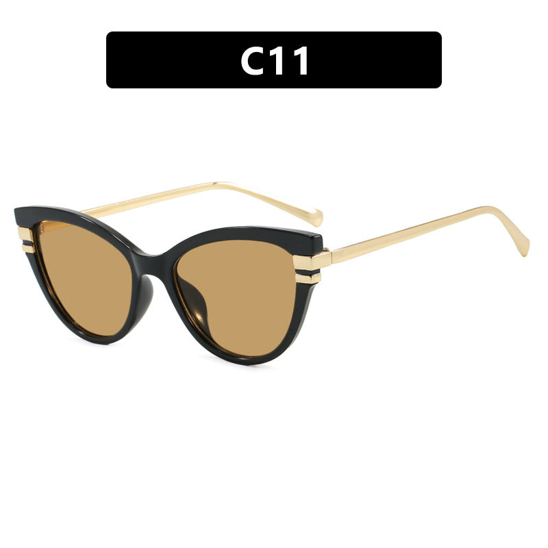 Damen Cat-Eye Sonnenbrille mit elegantem Kunststoffrahmen und goldenen Akzenten Brehn