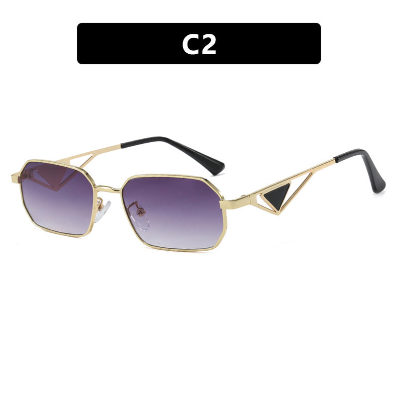 Damen geometrische Luxus-Sonnenbrille mit schmalem Hochglanz-Rahmen Brehn