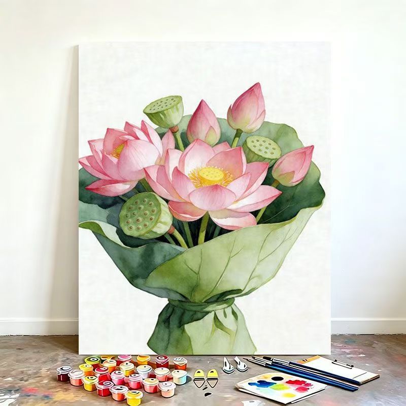 Aquarell Lotusblume Leinwand Kunstset Brehn