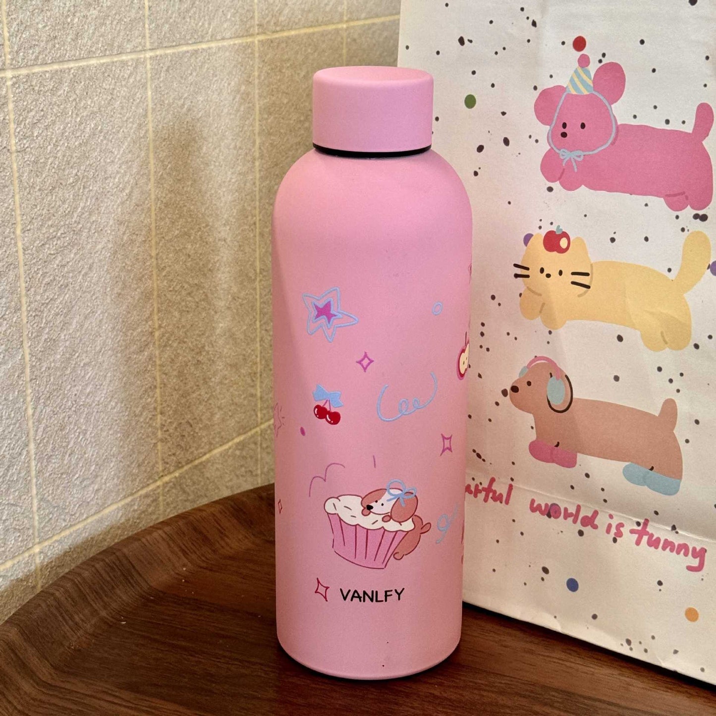 Damen isolierte Wasserflasche mit verspieltem Tierdesign Brehn