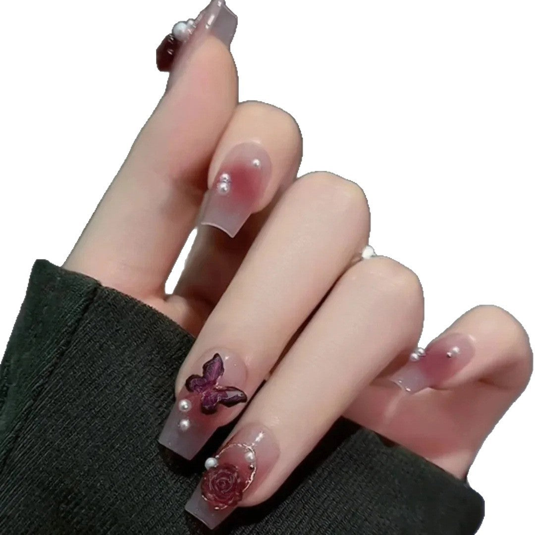 Künstlerisches Floral Verziertes Press-On Nail Set Brehn