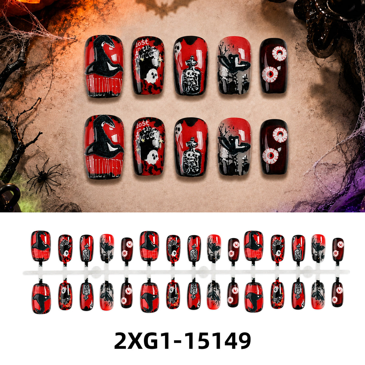 Kunstnagelset mit kreativen Halloween-Motiven Brehn