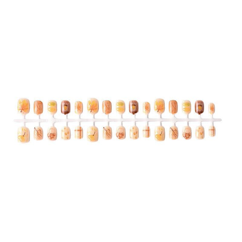 Herbst-inspirierte Press-On Nagelkunst Set Brehn