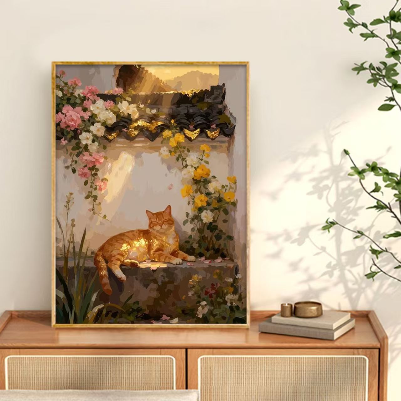 Gähnende Katze Leinwand Wandkunst Druck Brehn