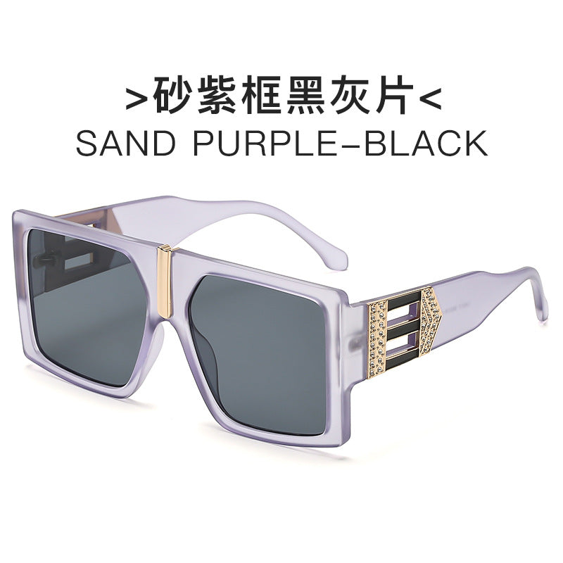 Damen elegante rechteckige Sonnenbrille mit glamourösen Verzierungen Brehn