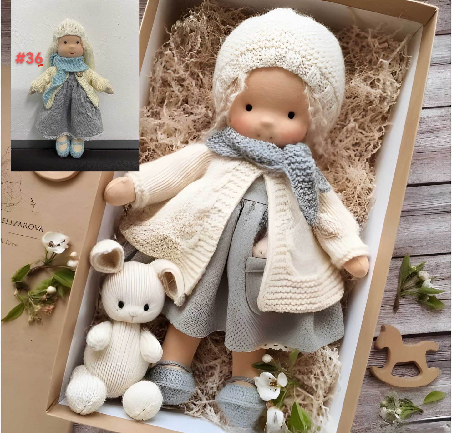 Brehn | Handgefertigte Waldorf-Puppe „Poppi“ | 35cm | Bio-Baumwolle & Hypoallergene Textilien | Pädagogisch wertvolles Spielzeug | Haptische Sensorikförderung
