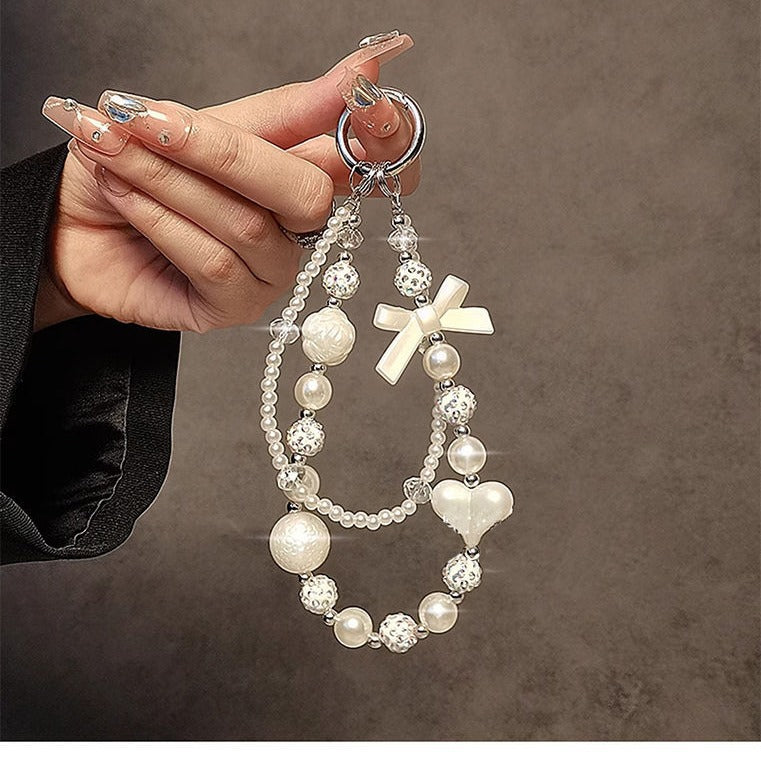 Eleganter Perlen-Perlen Charm Schlüsselanhänger Brehn