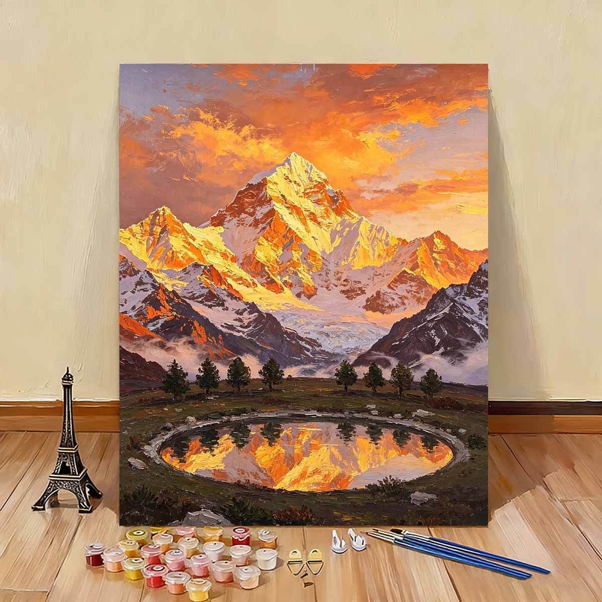 Mal das Zahlen Kunst-Set Scenic Mountain Landscape Brehn