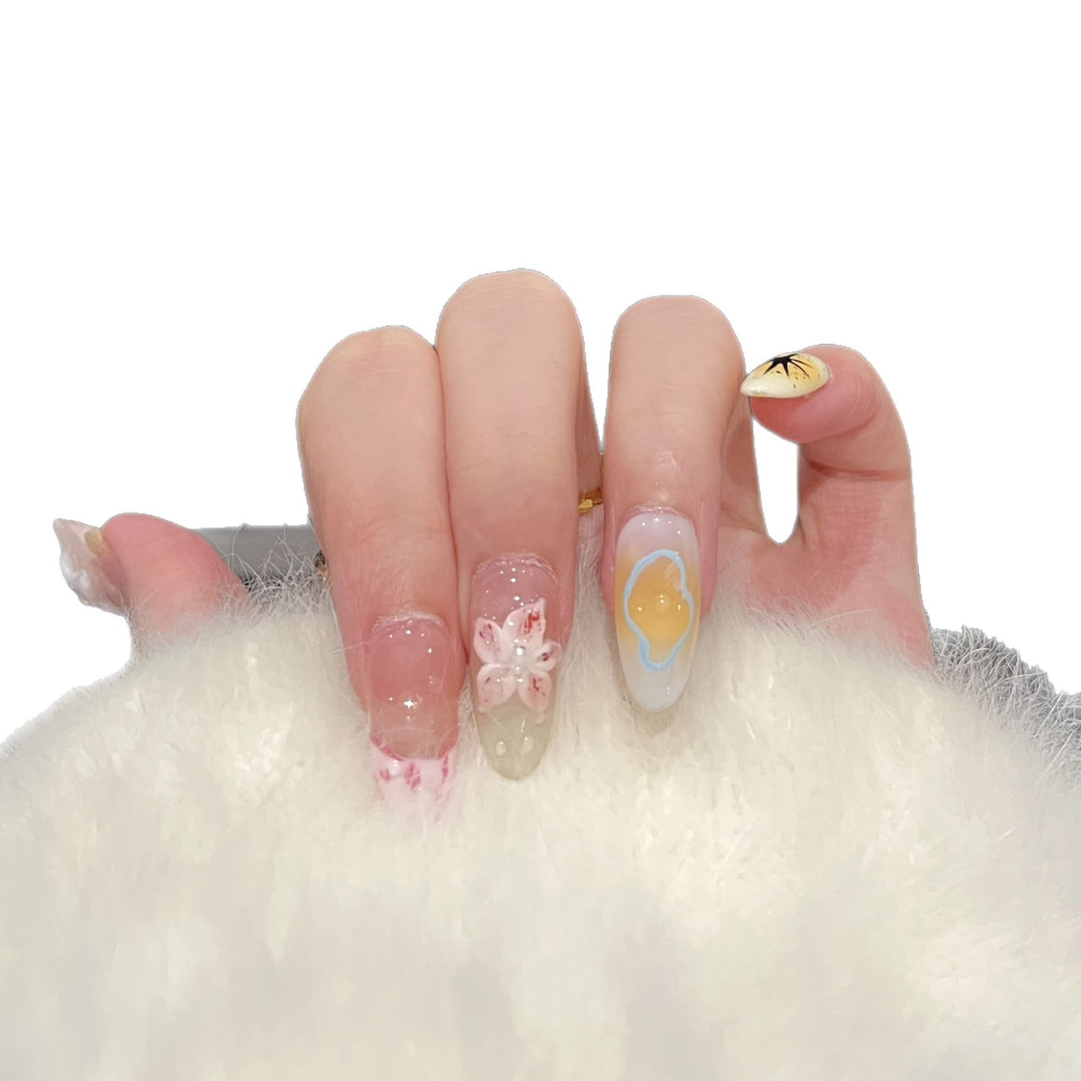 Künstlerisches Floral Press-On Nagelkunst Set Brehn