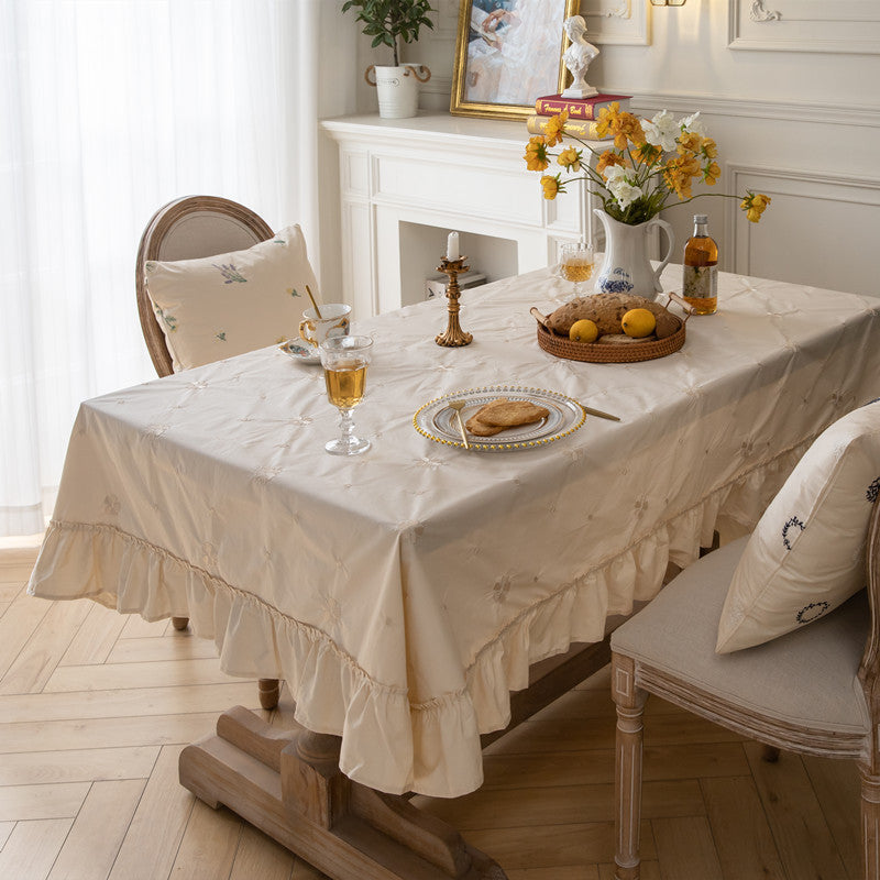 Bestickte Blumenmuster Tischdecke