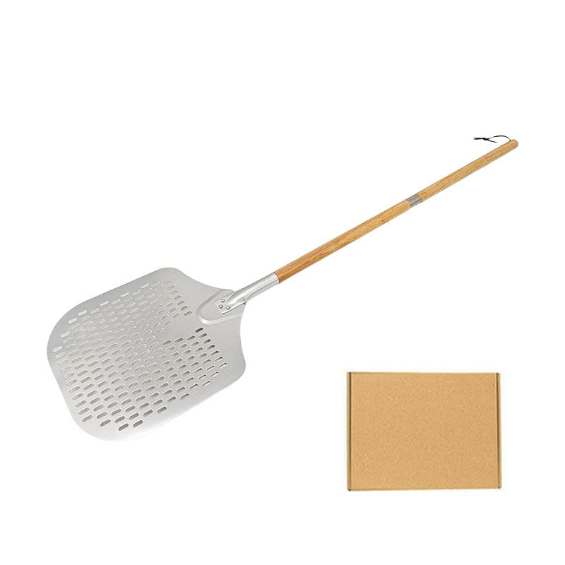lange Griffe perforierte Pizzaschaufel Set mit Holzgriff Edelstahl Schneider und Dreieckserver Brehn