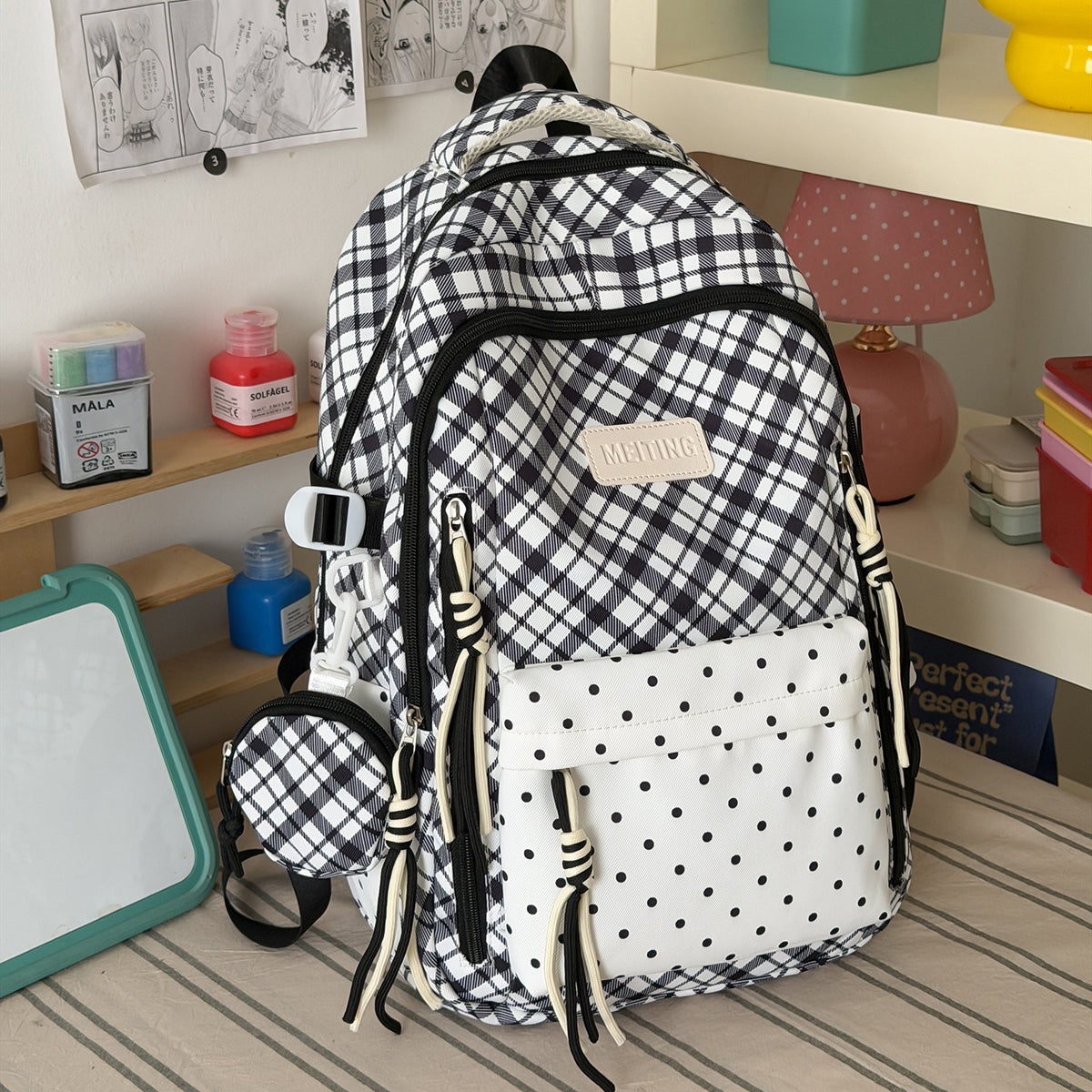 Stylische Karomuster-Rucksack Brehn