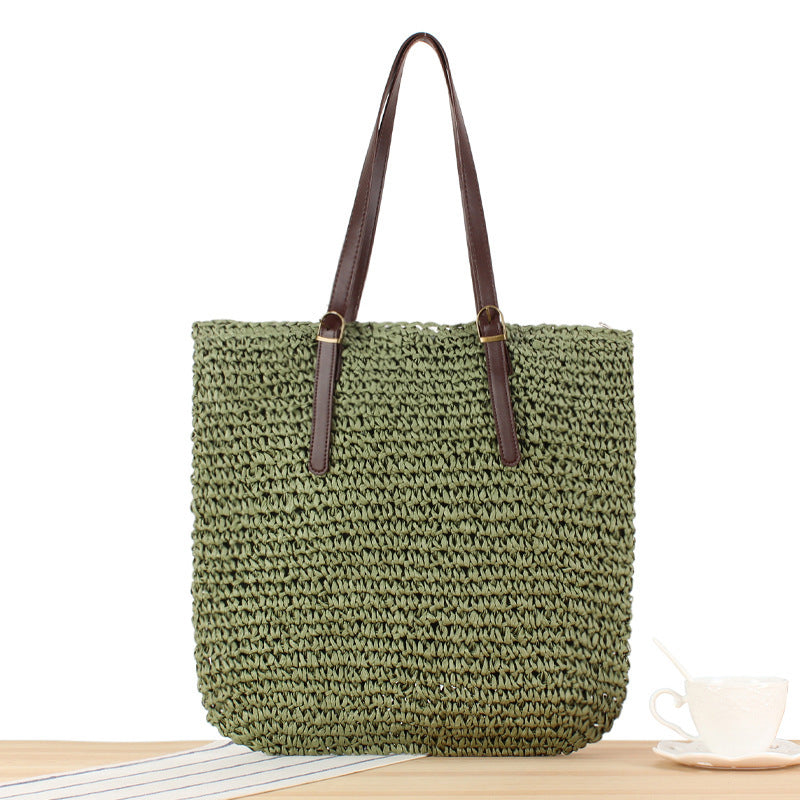 Handtasche Aus Handgearbeitetem Naturmaterial mit Robusten Ledergriffen Brehn