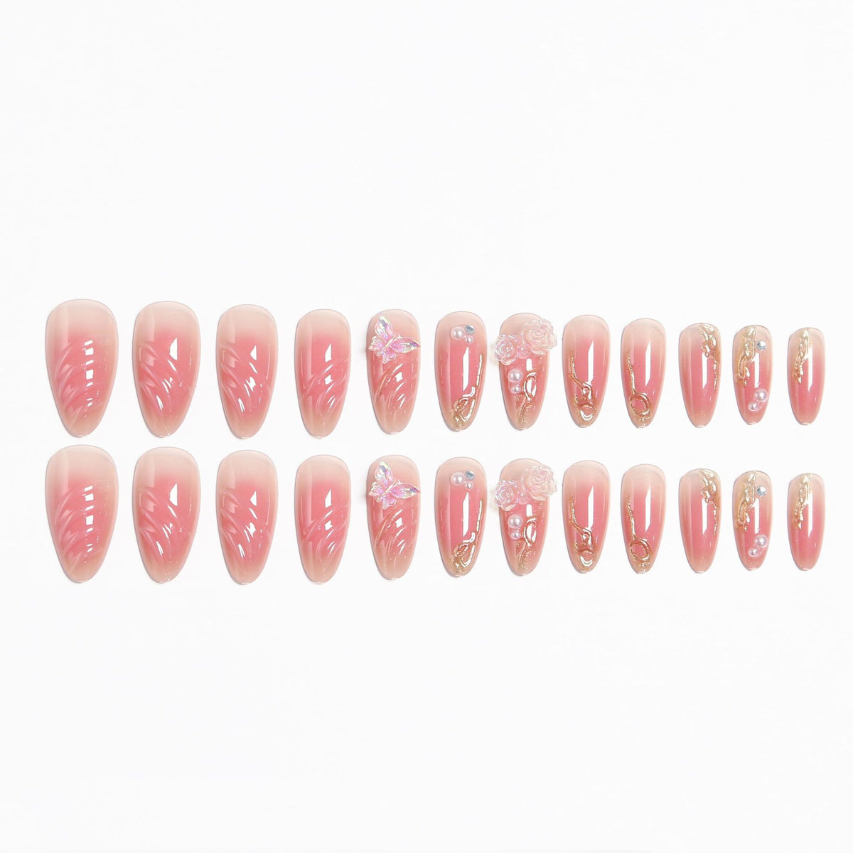 Kunstnagelset mit eleganten blühenden 3D-Verzierungen Brehn 1788236934