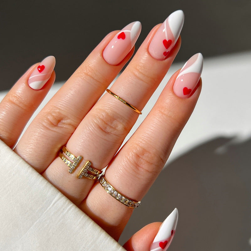 Herz-verzierten Stiletto Press-On Nägel Brehn