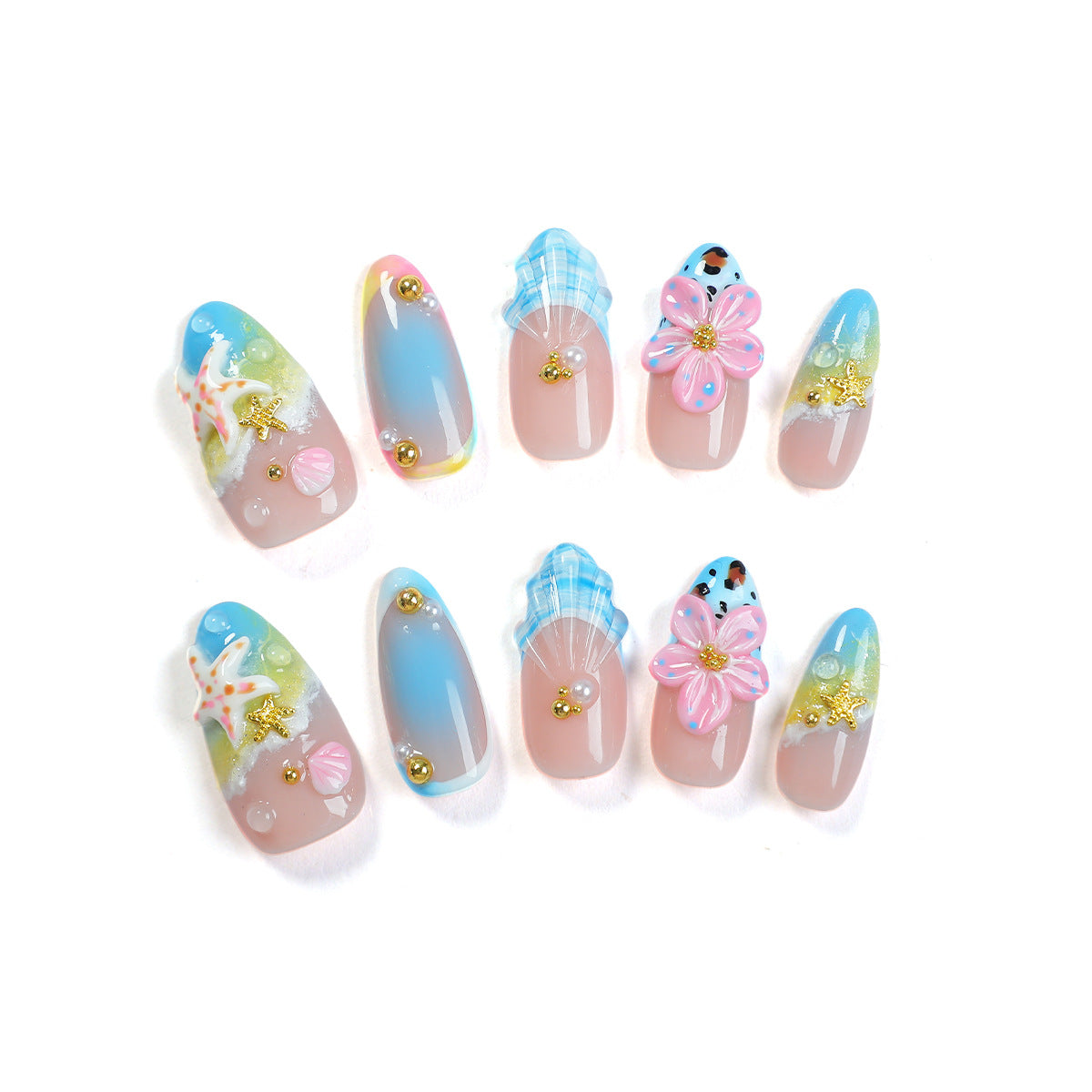 Kreatives Kunstnagelset mit maritimem Design Brehn