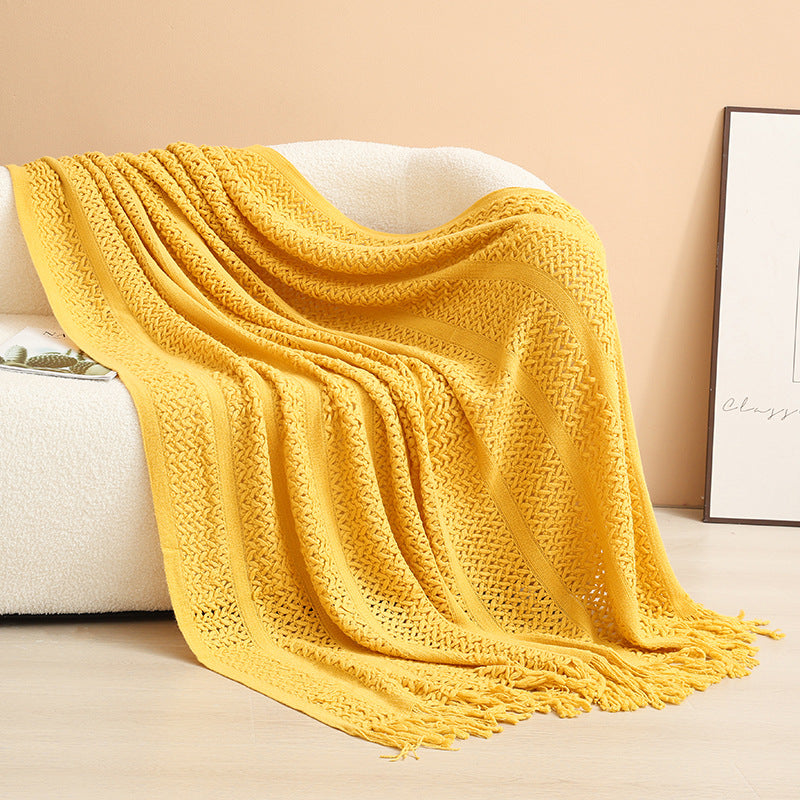 Damen gestrickte Wohndecke mit Fransen Brehn